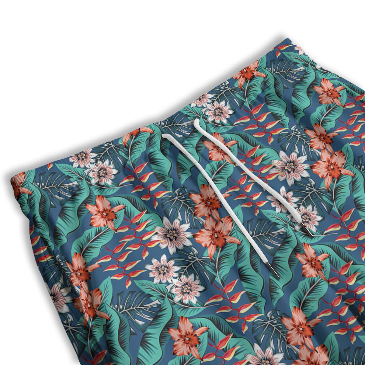 Tropical Leaf Teal Print Pattern Men's Athletic Shorts