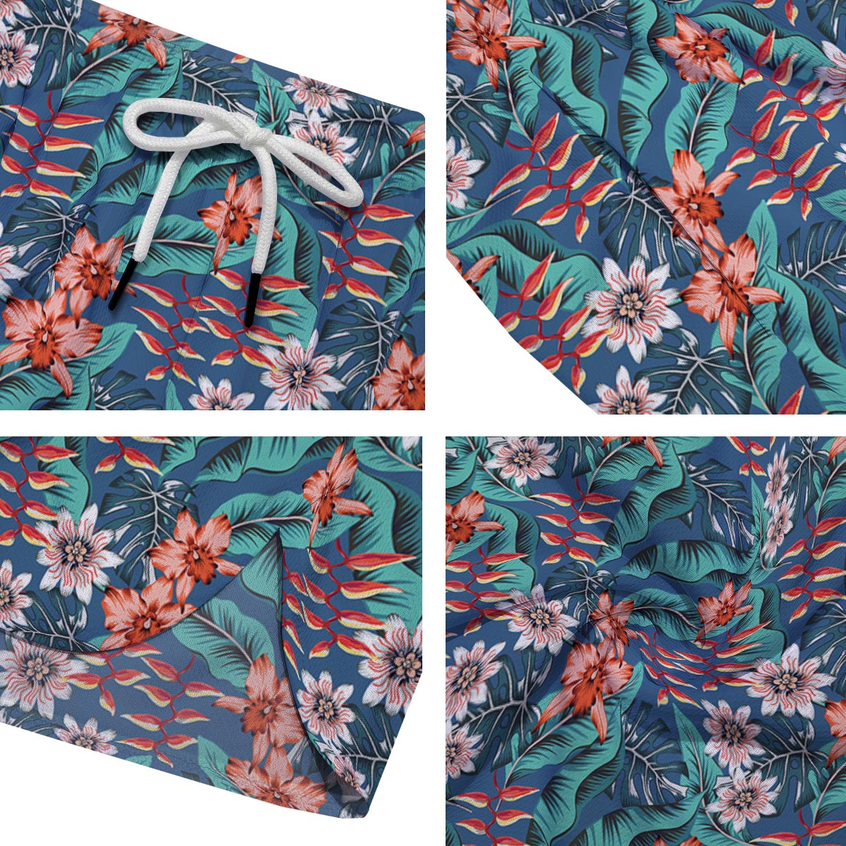 Tropical Leaf Teal Print Pattern Men's Running Shorts-grizzshop