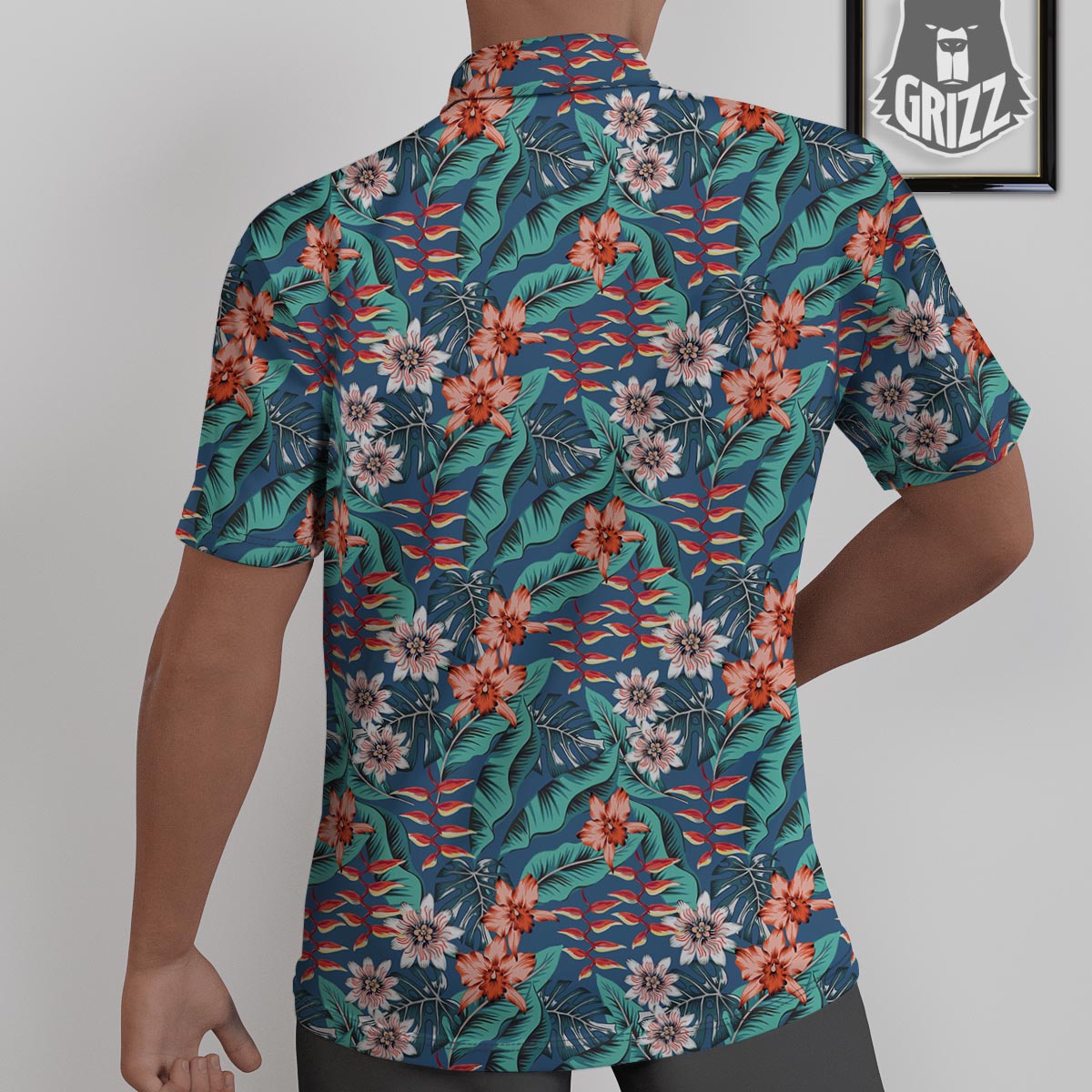Tropical Leaf Teal Print Pattern Untucked Shirts-grizzshop