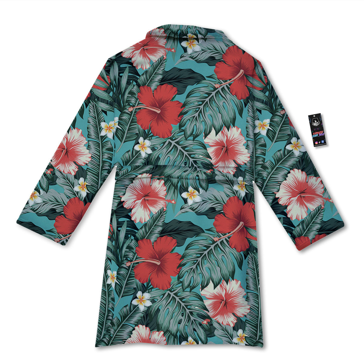 Tropical Leaf Turquoise Print Pattern Bathrobe-grizzshop