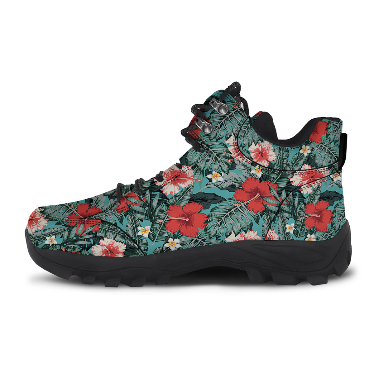 Tropical Leaf Turquoise Print Pattern Hiking Shoes-grizzshop