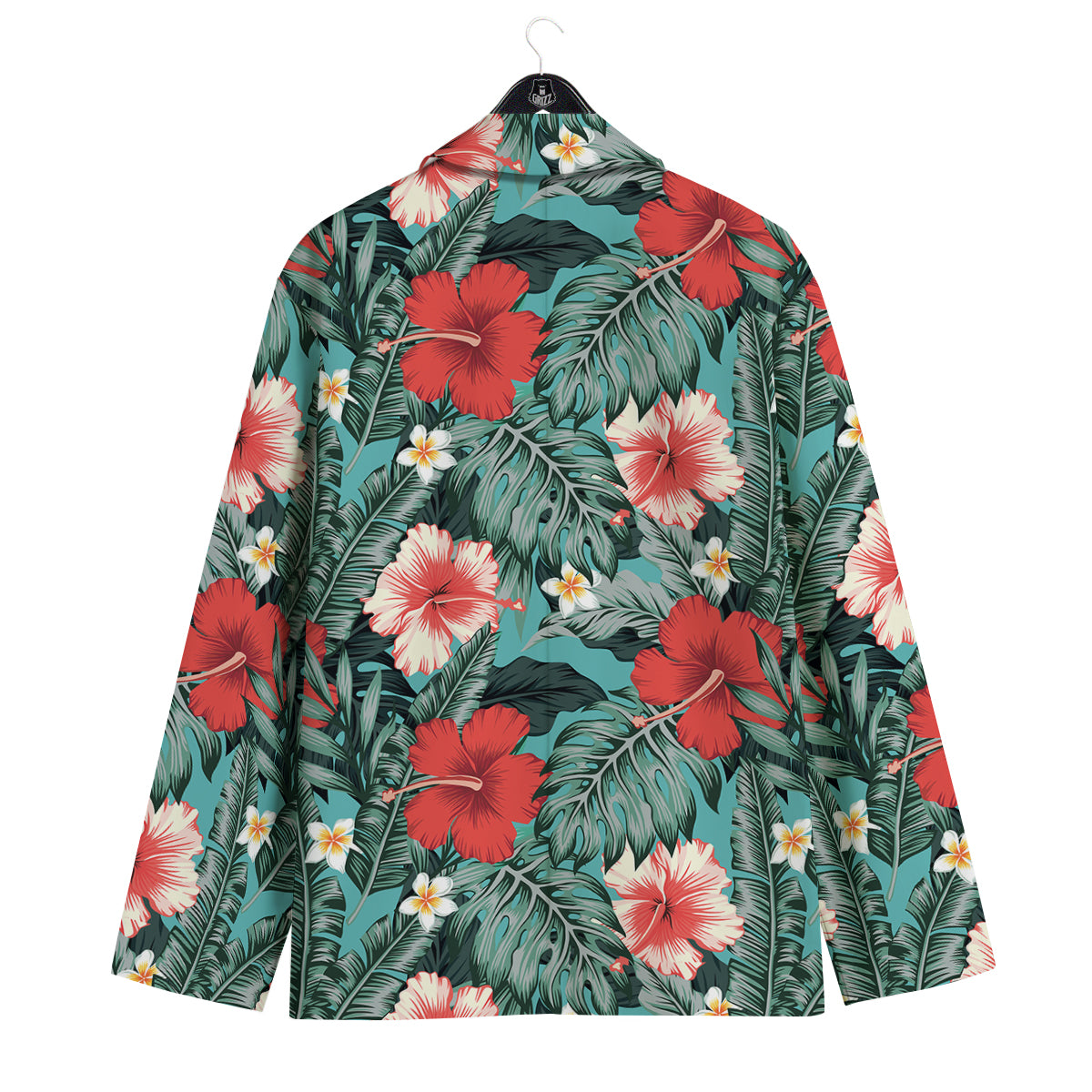 Tropical Leaf Turquoise Print Pattern Men's Sport Coat-grizzshop