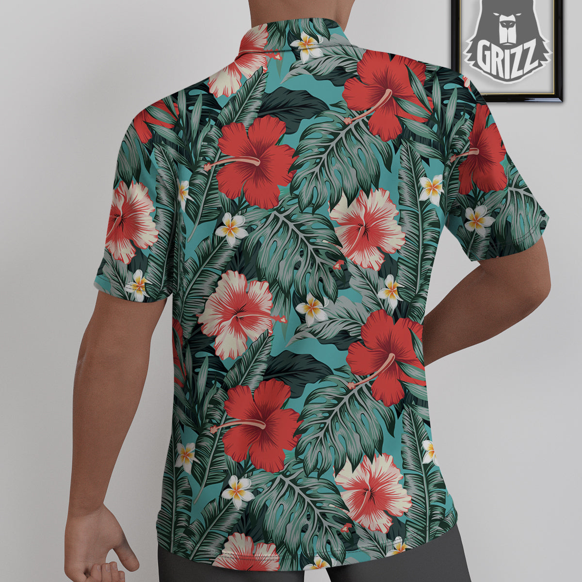Tropical Leaf Turquoise Print Pattern Untucked Shirts-grizzshop