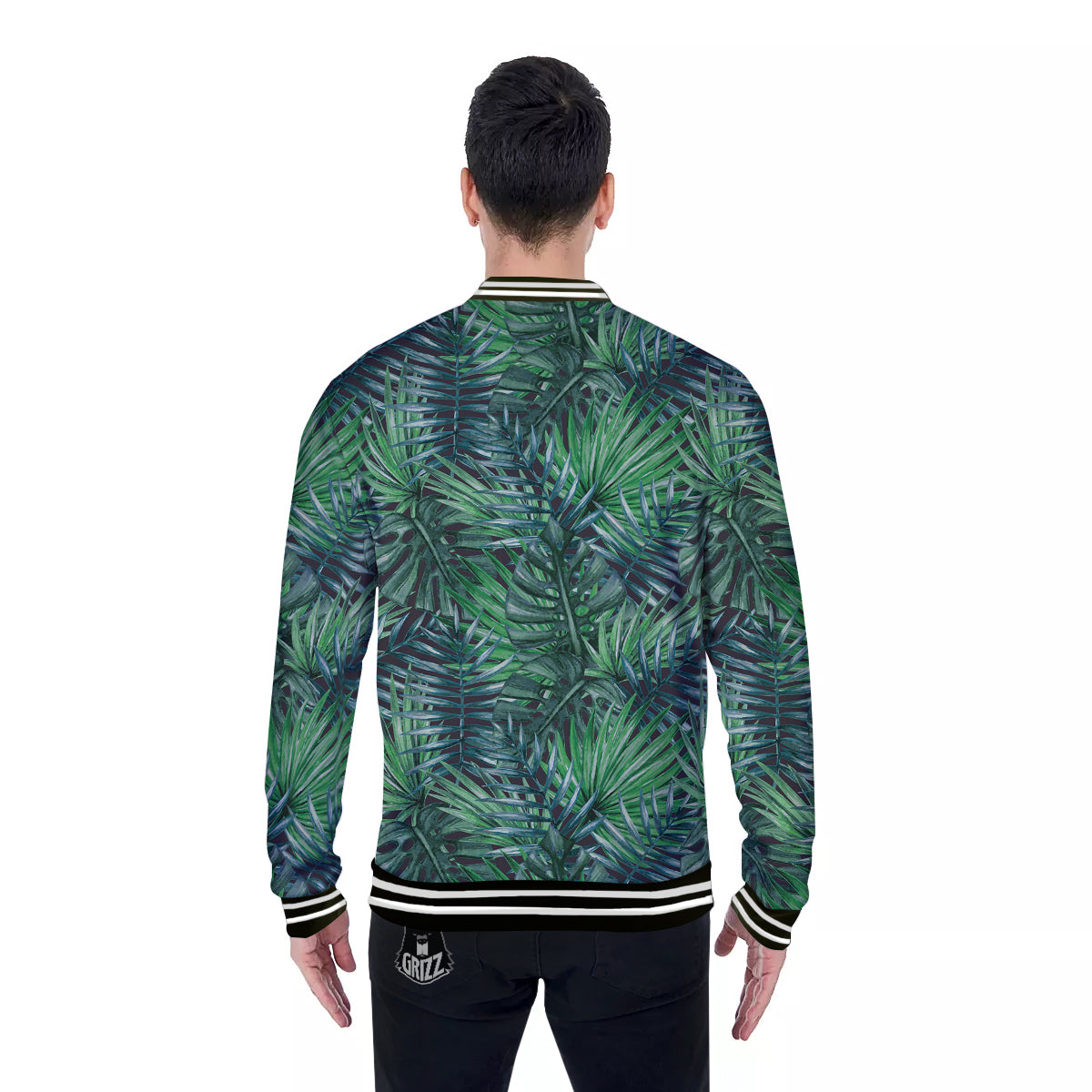 Tropical Leaf Watercolor Print Pattern Baseball Jacket-grizzshop