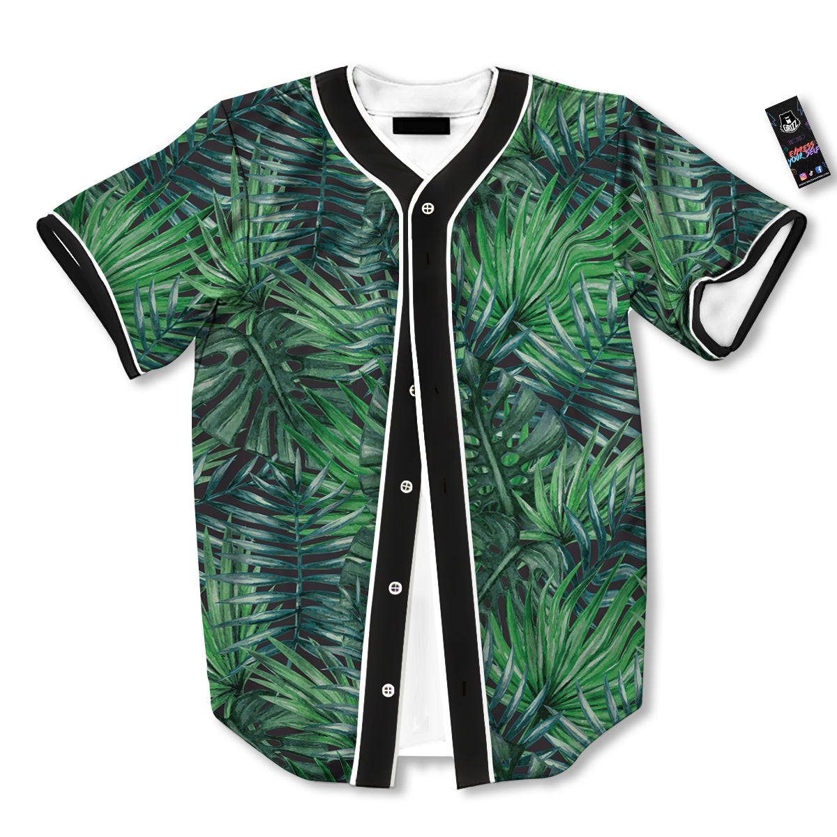 Tropical Leaf Watercolor Print Pattern Baseball Jersey-grizzshop