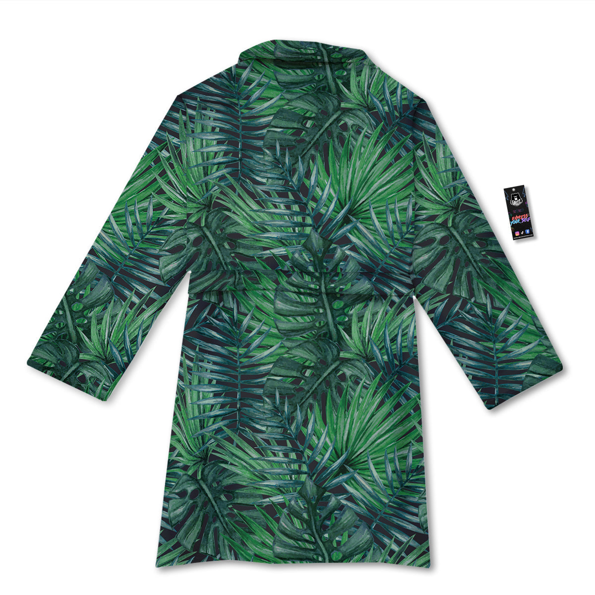 Tropical Leaf Watercolor Print Pattern Bathrobe-grizzshop
