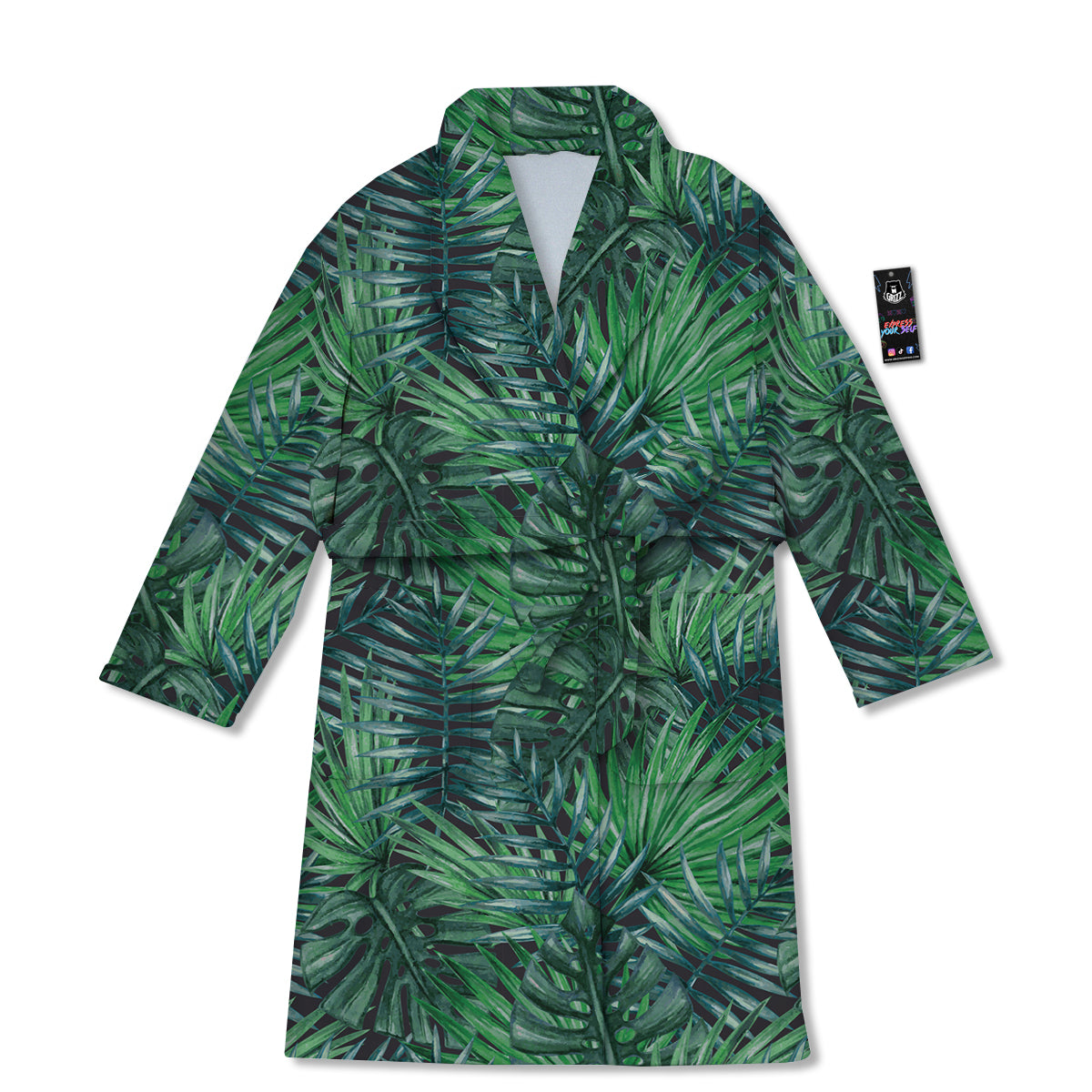 Tropical Leaf Watercolor Print Pattern Bathrobe-grizzshop