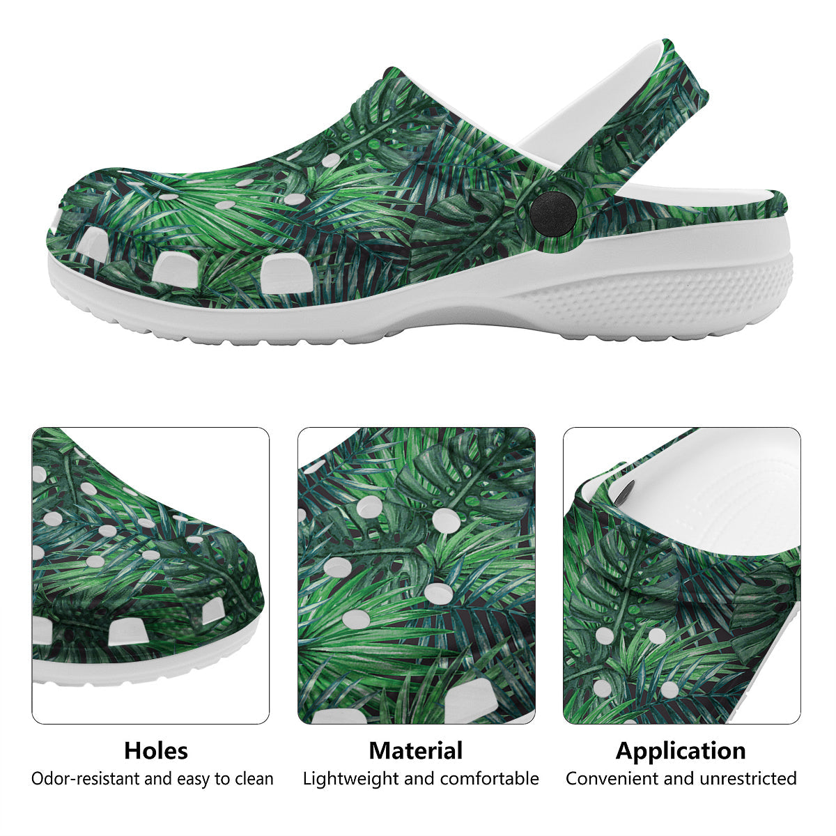 Tropical Leaf Watercolor Print Pattern Clog-grizzshop