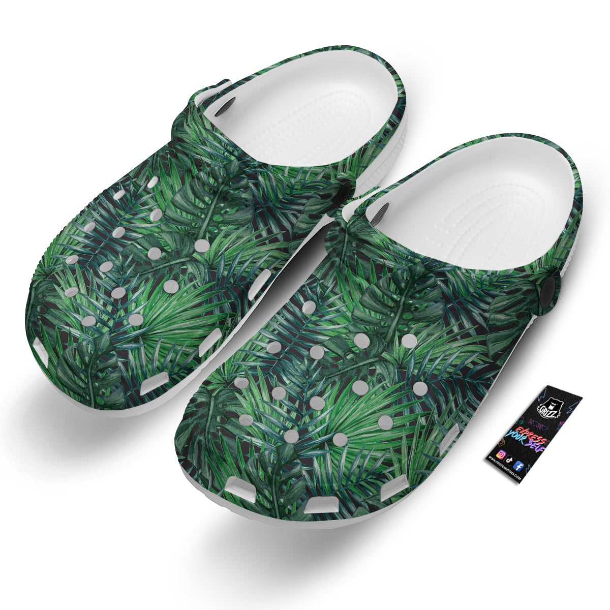 Tropical Leaf Watercolor Print Pattern Clog-grizzshop
