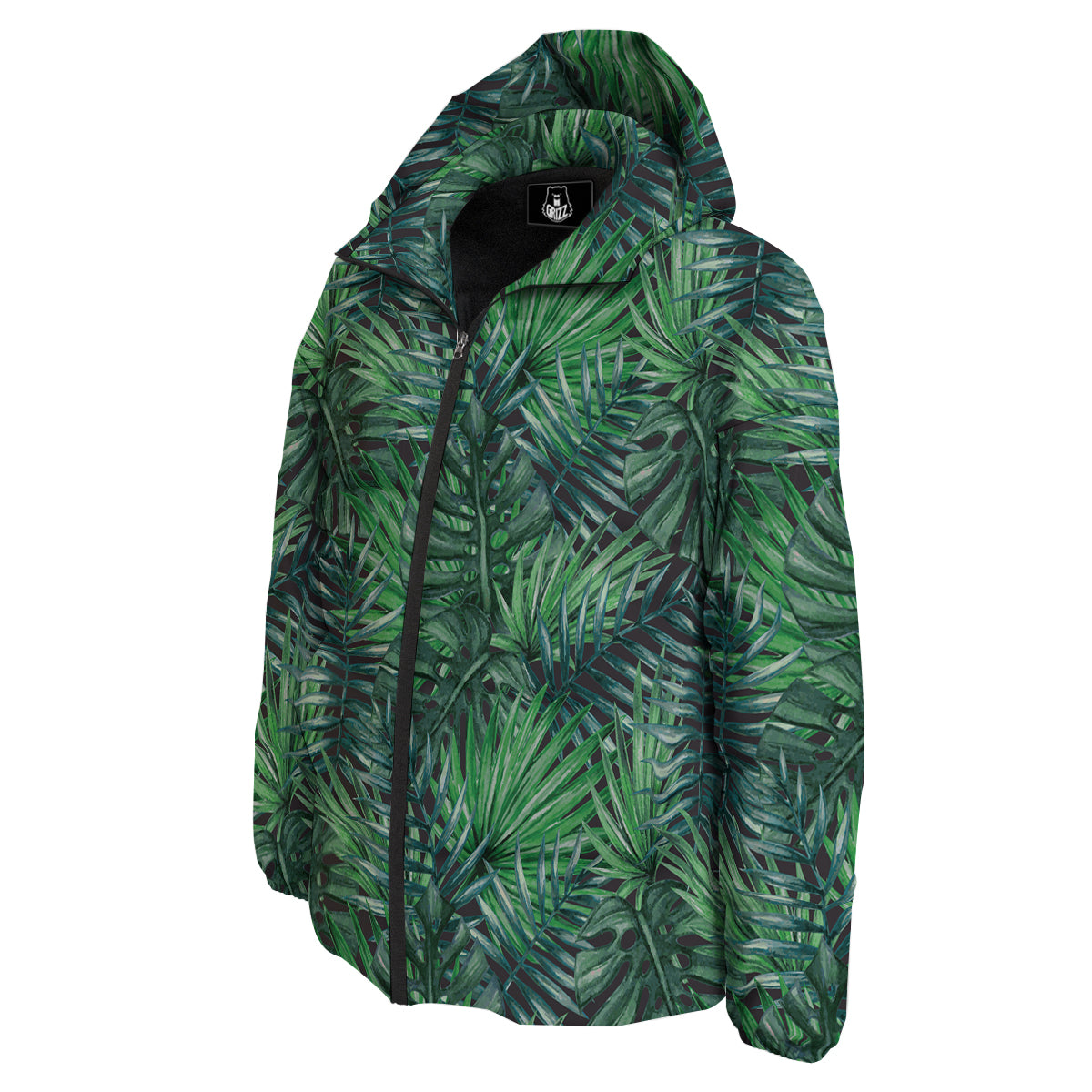 Tropical Leaf Watercolor Print Pattern Down Jacket-grizzshop