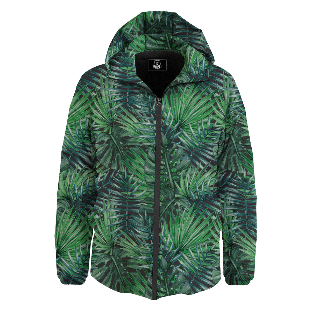 Tropical Leaf Watercolor Print Pattern Down Jacket-grizzshop