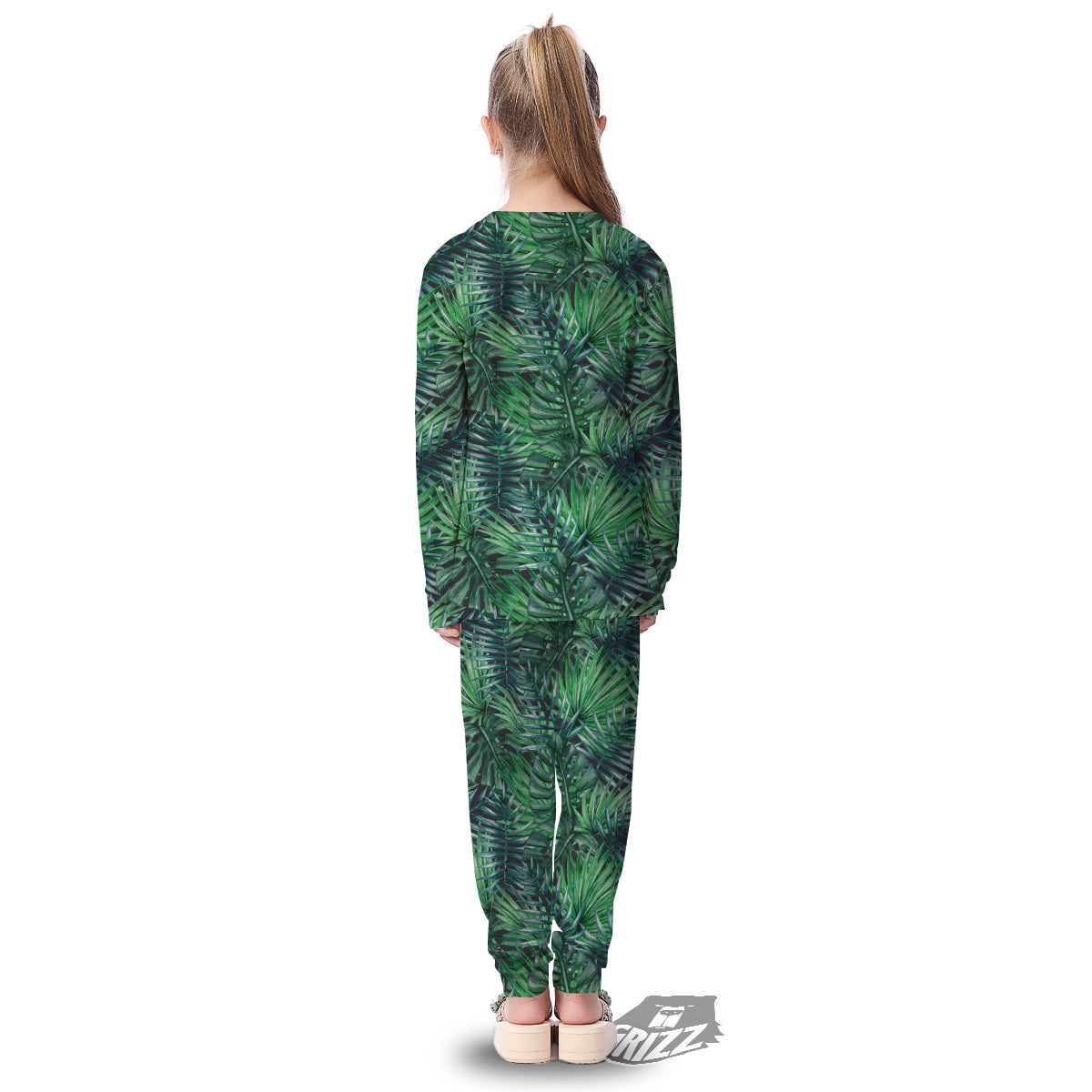 Tropical Leaf Watercolor Print Pattern Kid's Pajamas-grizzshop