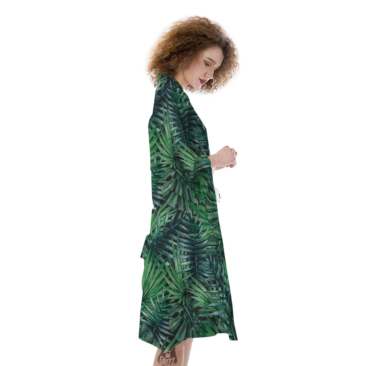 Tropical Leaf Watercolor Print Pattern Kimono-grizzshop