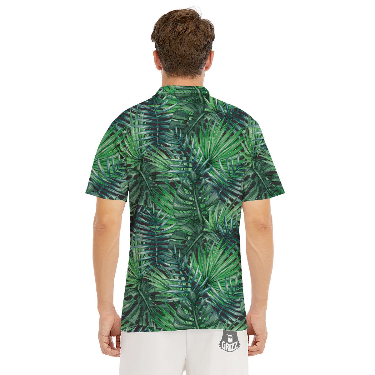Tropical Leaf Watercolor Print Pattern Men's Golf Shirts-grizzshop