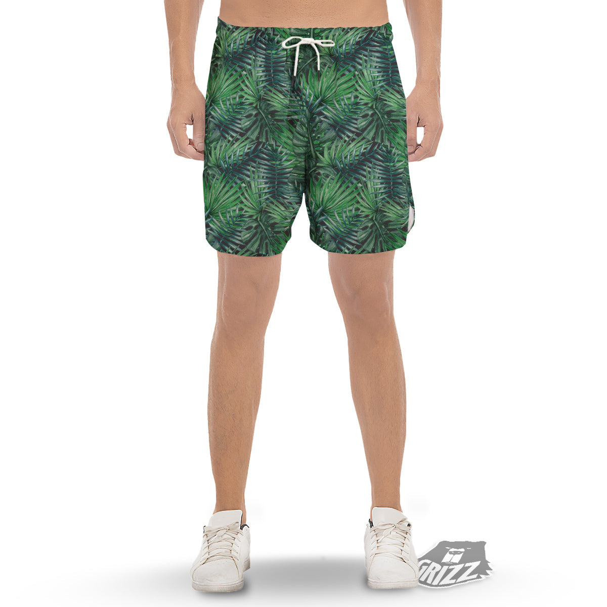 Tropical Leaf Watercolor Print Pattern Men's Gym Shorts-grizzshop