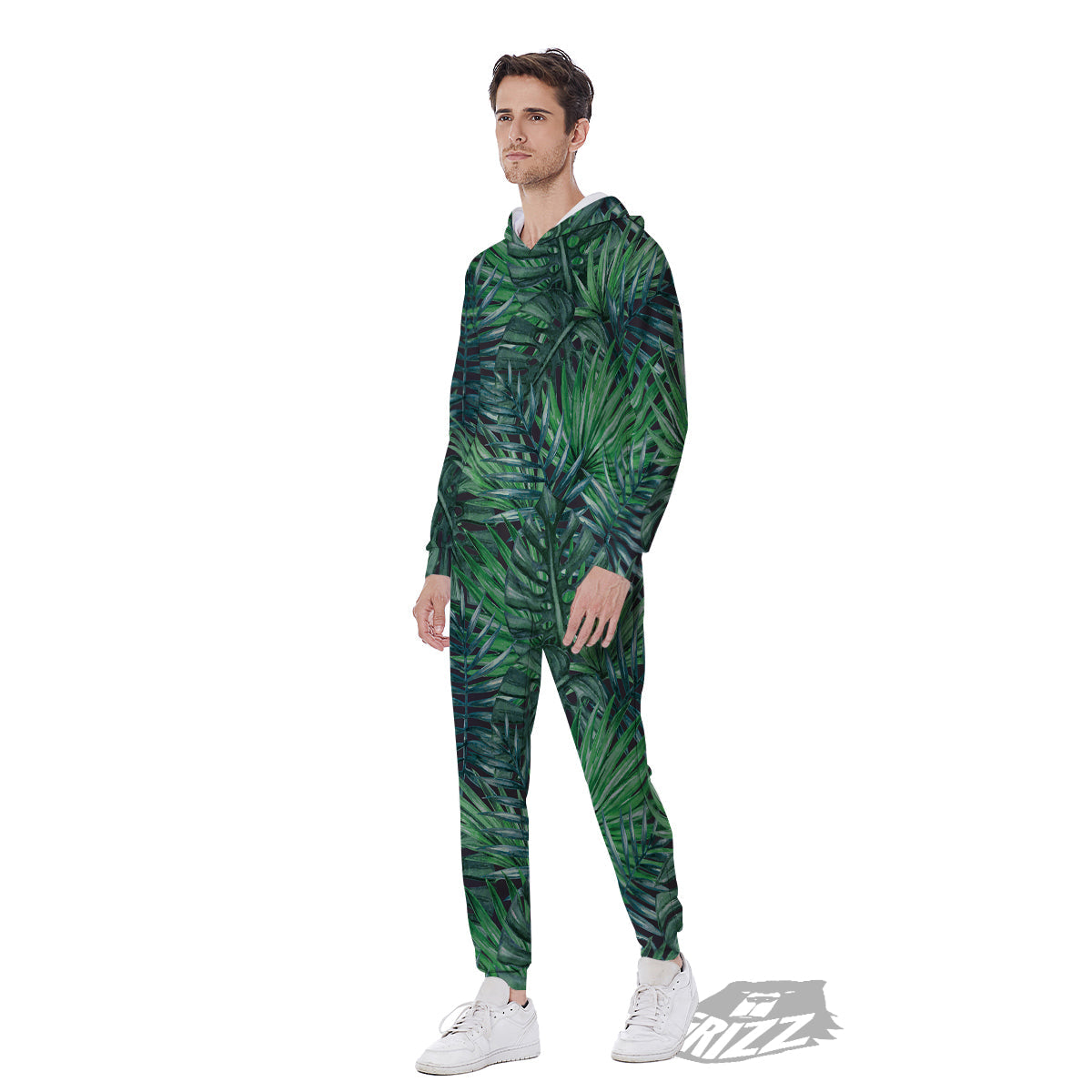 Tropical Leaf Watercolor Print Pattern Men's Jumpsuit-grizzshop