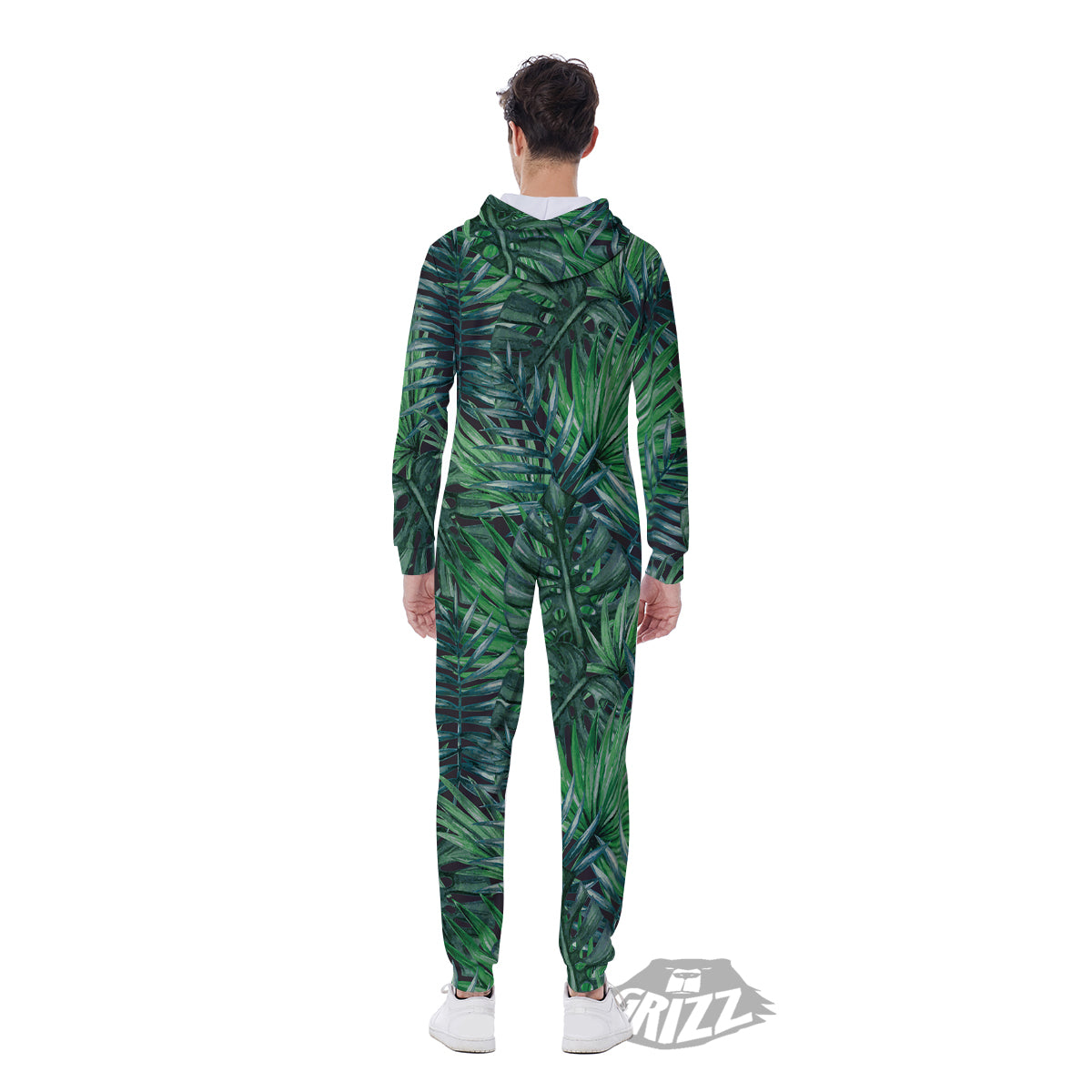 Tropical Leaf Watercolor Print Pattern Men's Jumpsuit-grizzshop