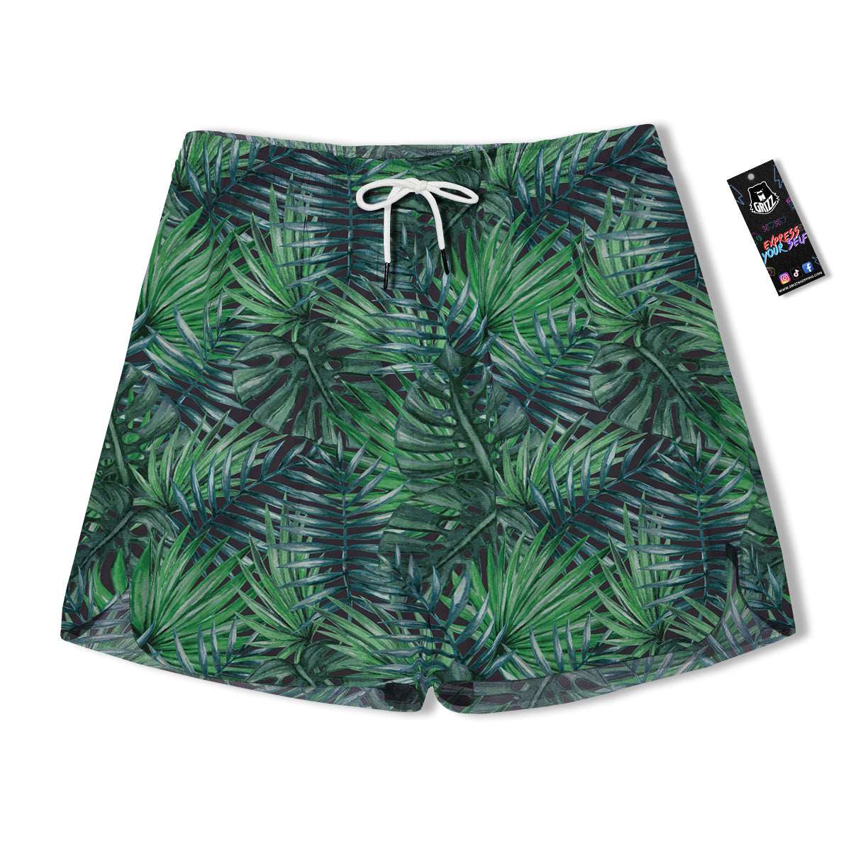 Tropical Leaf Watercolor Print Pattern Men's Running Shorts-grizzshop
