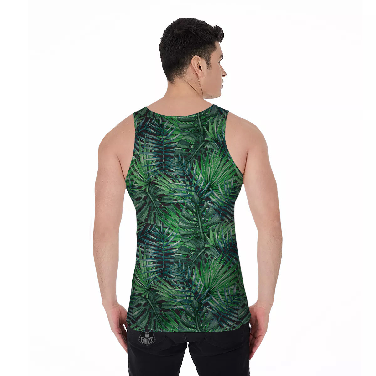 Tropical Leaf Watercolor Print Pattern Men's Tank Top-grizzshop