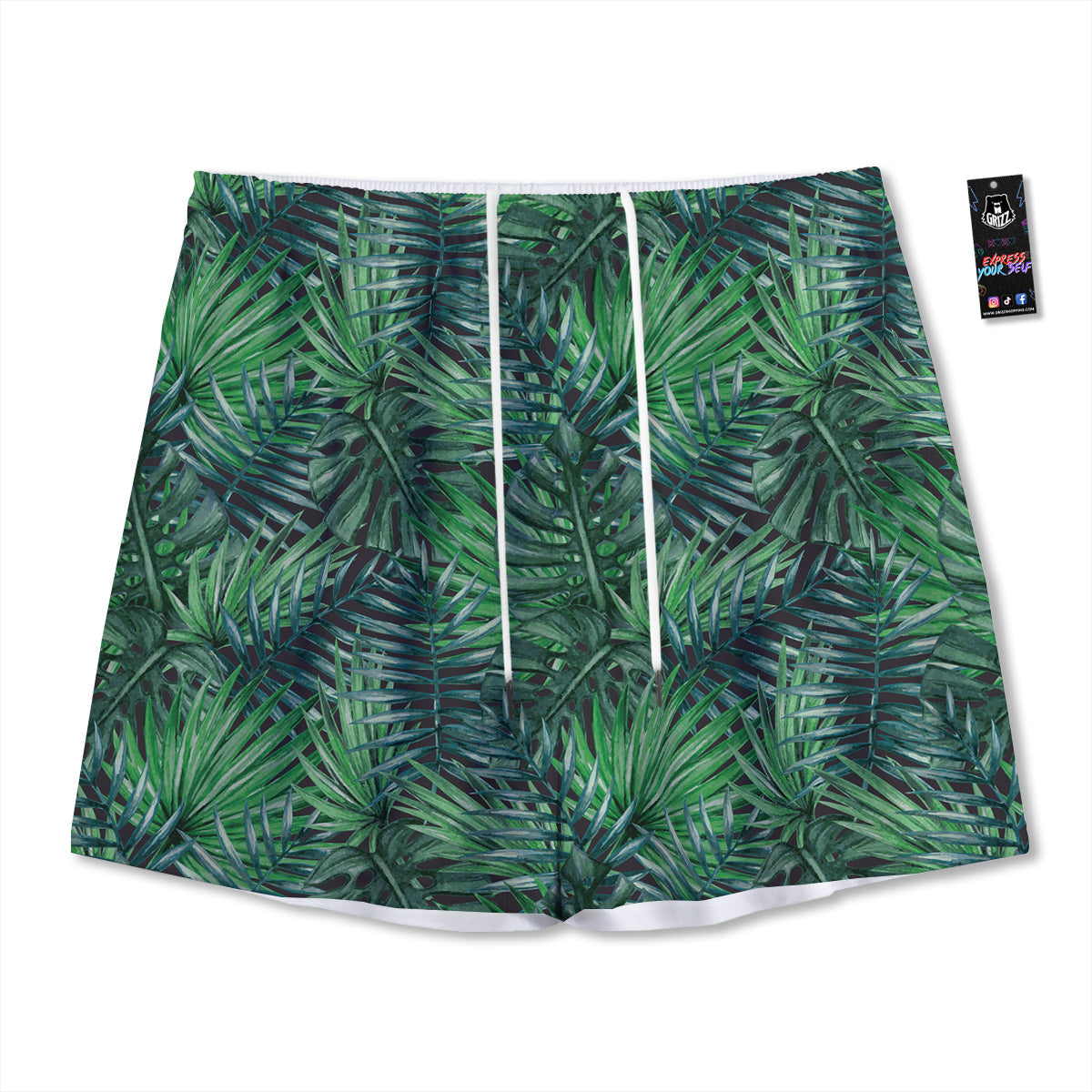 Tropical Leaf Watercolor Print Pattern Mesh Shorts