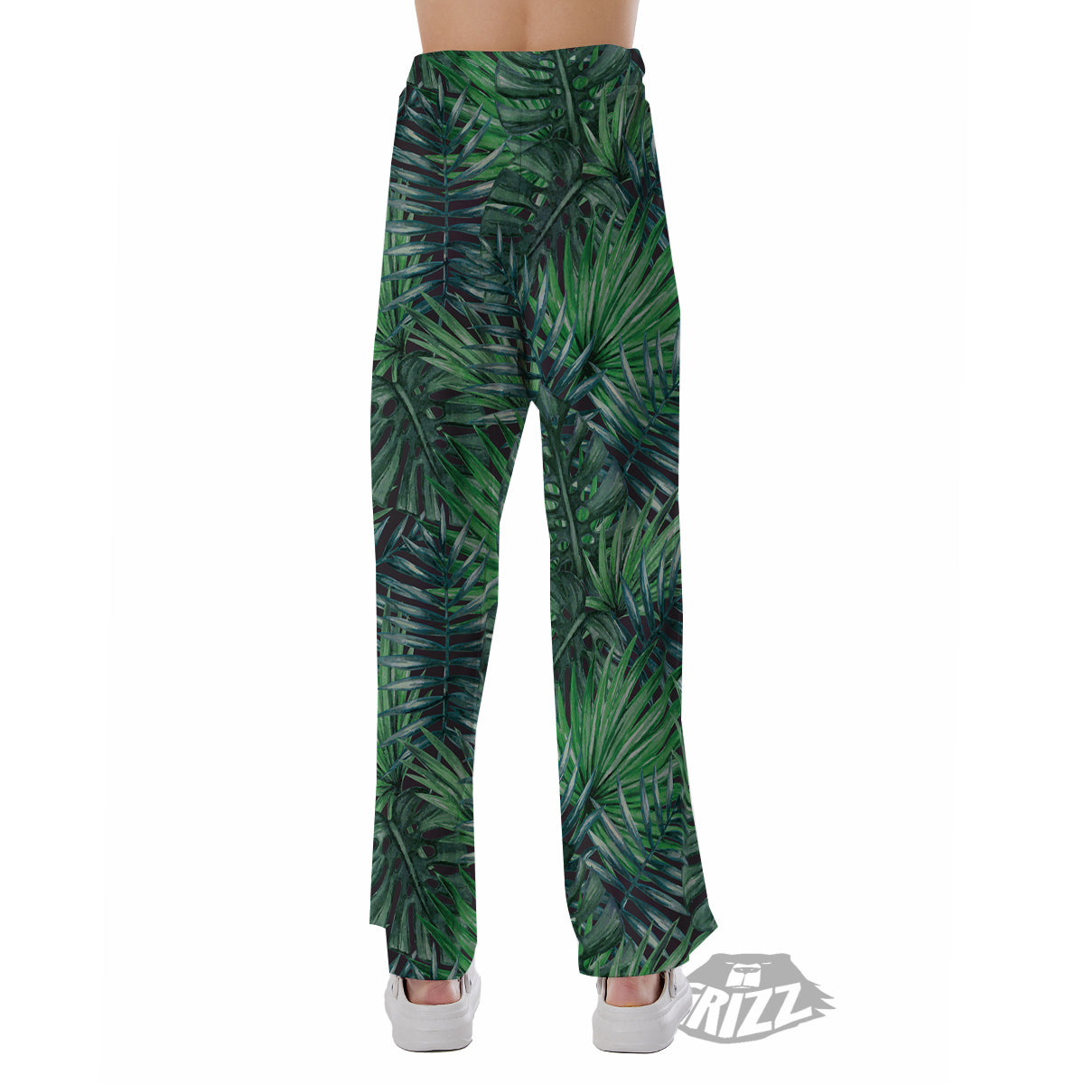 Tropical Leaf Watercolor Print Pattern Pajama Pants-grizzshop