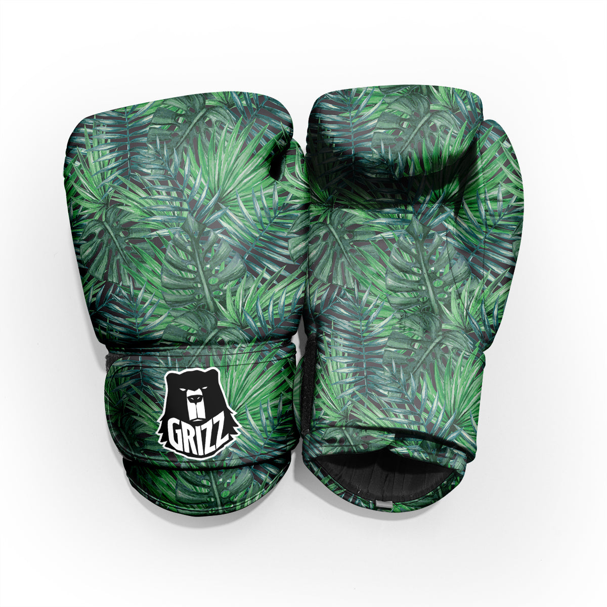 Tropical Leaf Watercolor Print Pattern Sparring Gloves-grizzshop