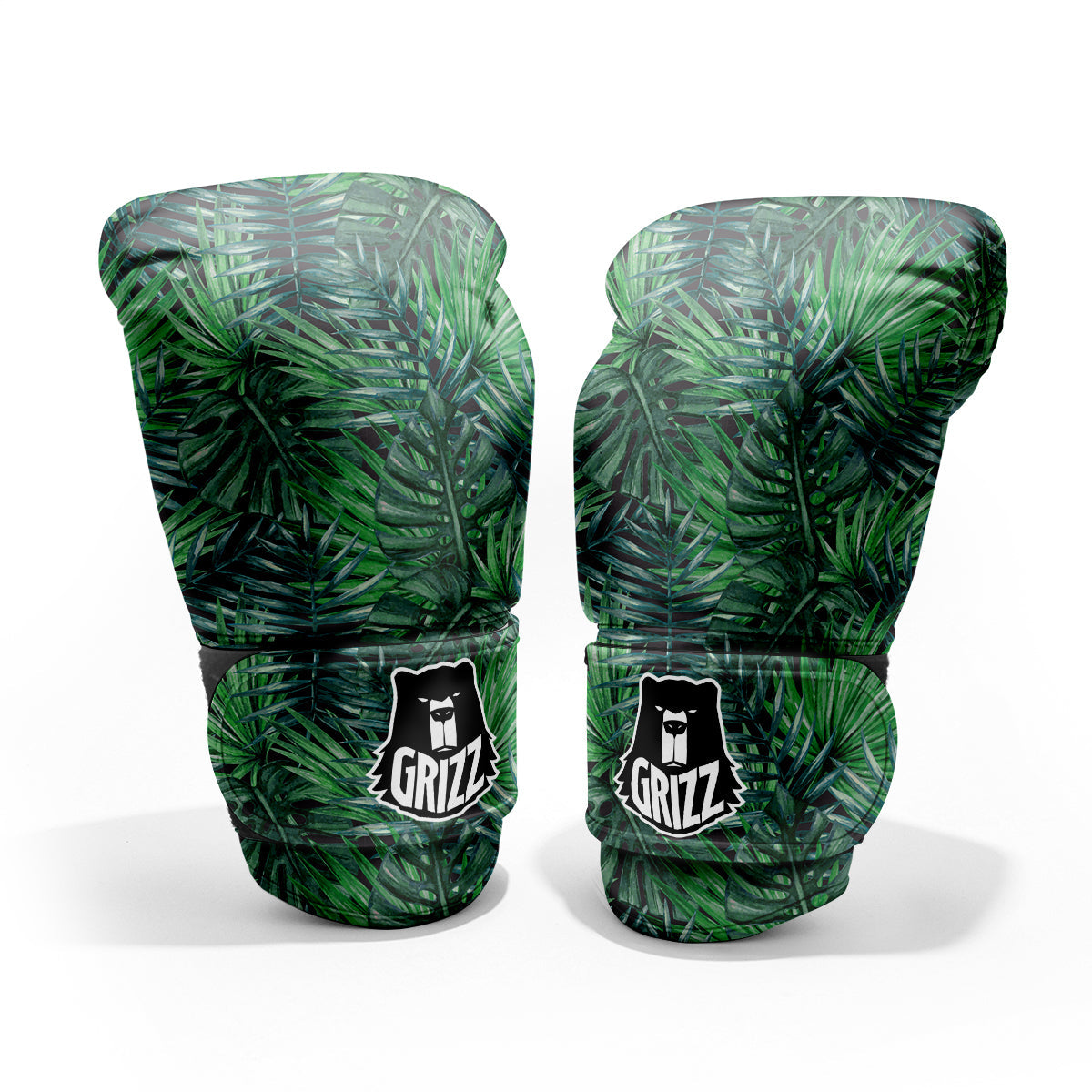 Tropical Leaf Watercolor Print Pattern Sparring Gloves-grizzshop