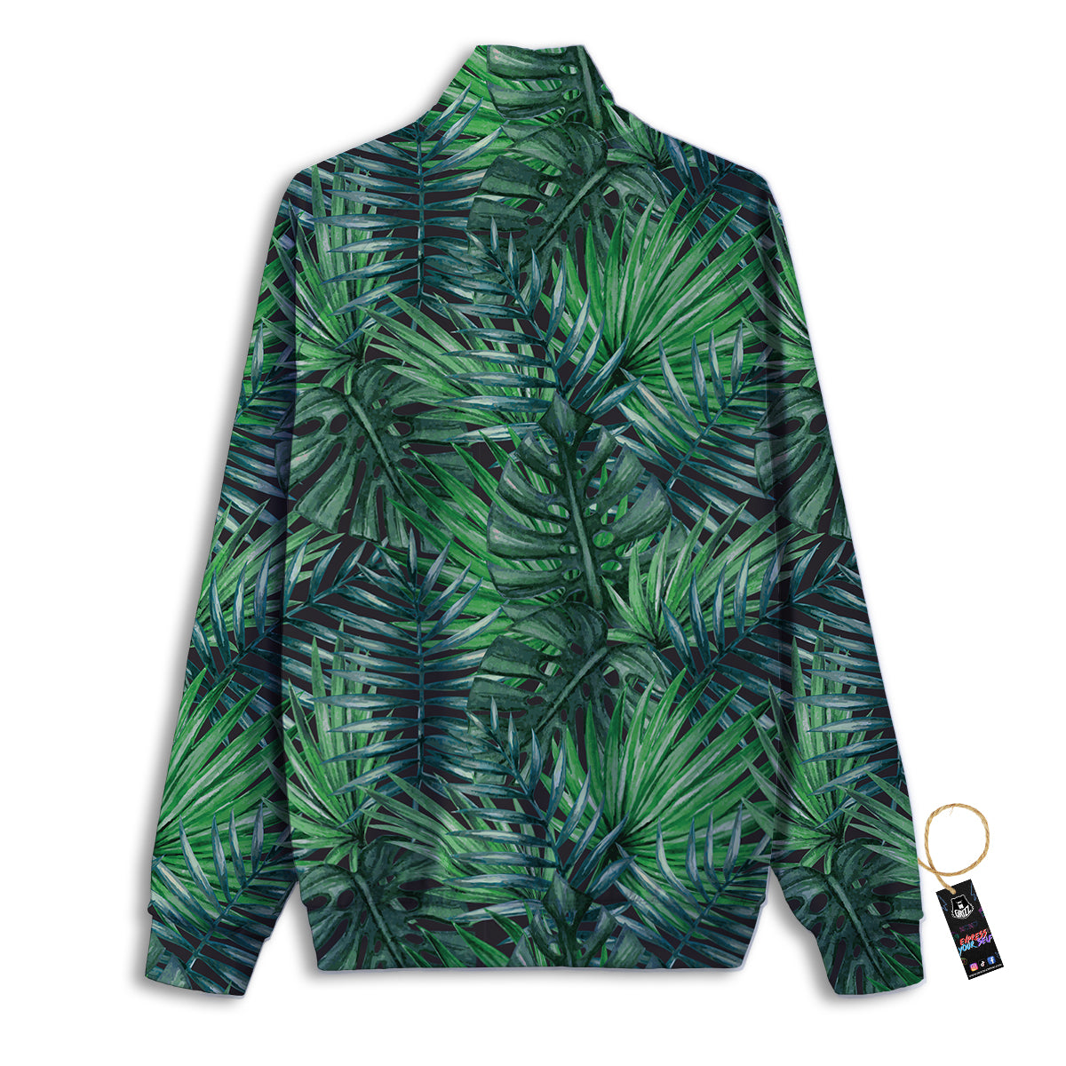 Tropical Leaf Watercolor Print Pattern Track Jacket-grizzshop
