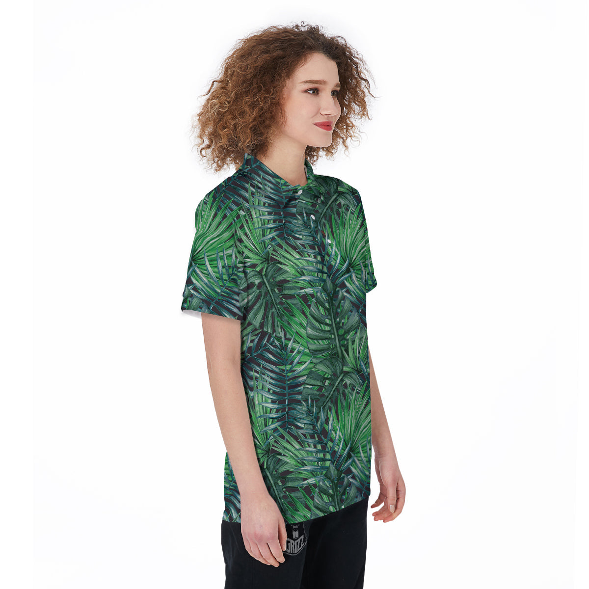 Tropical Leaf Watercolor Print Pattern Women's Golf Shirts-grizzshop