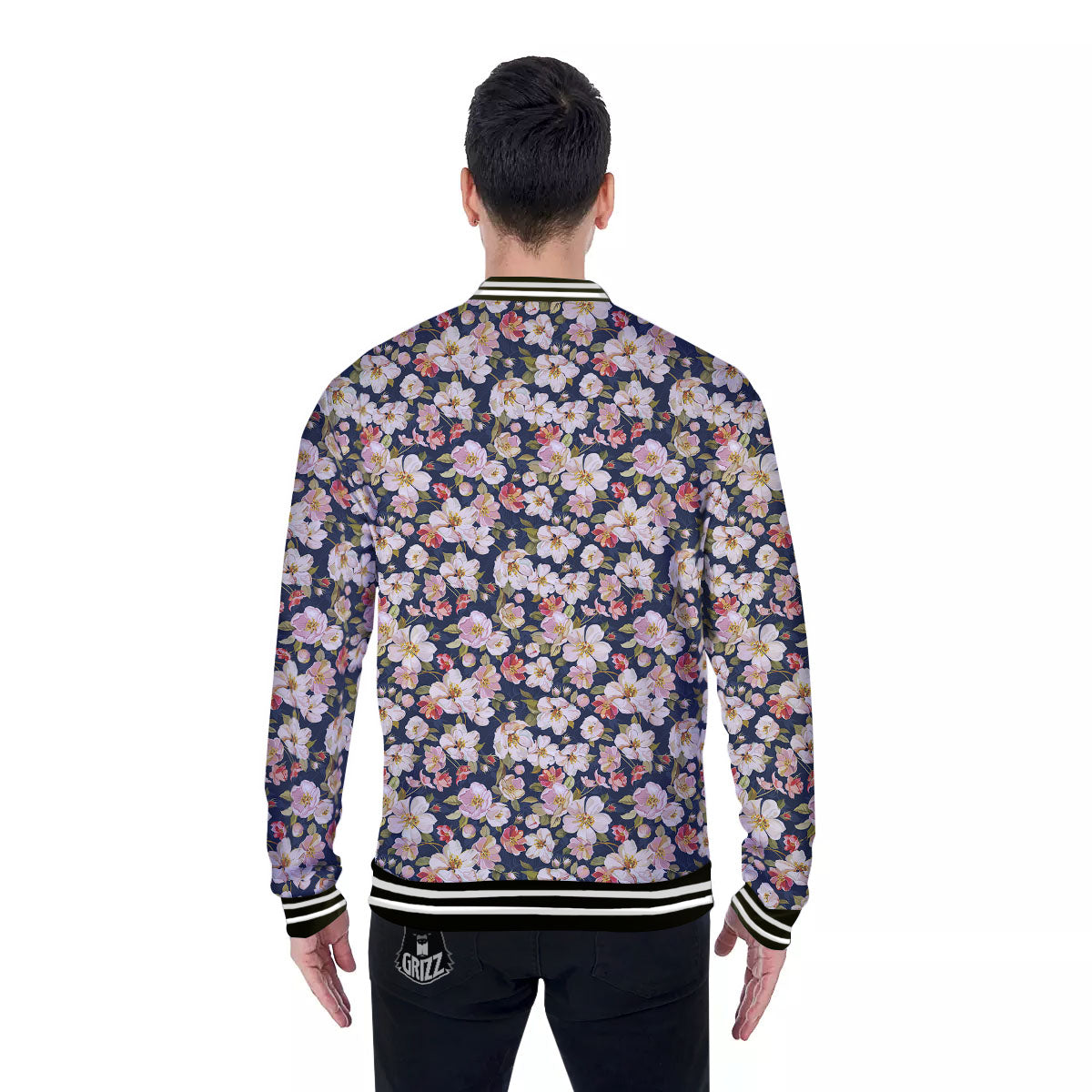 Tropical Leaves Blossom Print Pattern Baseball Jacket-grizzshop