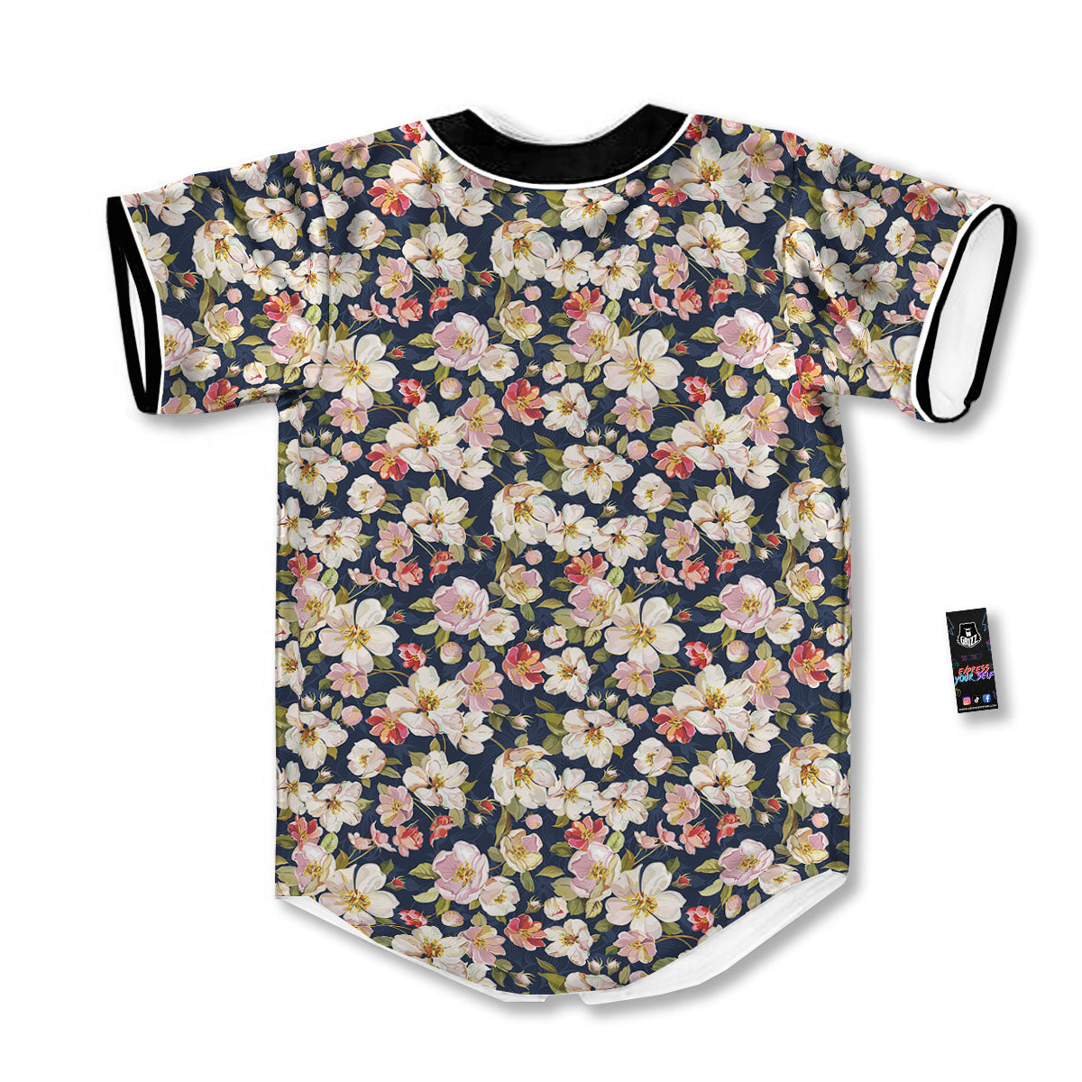 Tropical Leaves Blossom Print Pattern Baseball Jersey-grizzshop