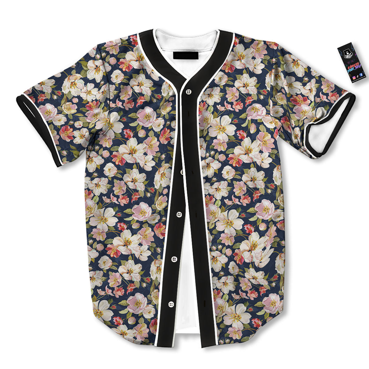 Tropical Leaves Blossom Print Pattern Baseball Jersey-grizzshop