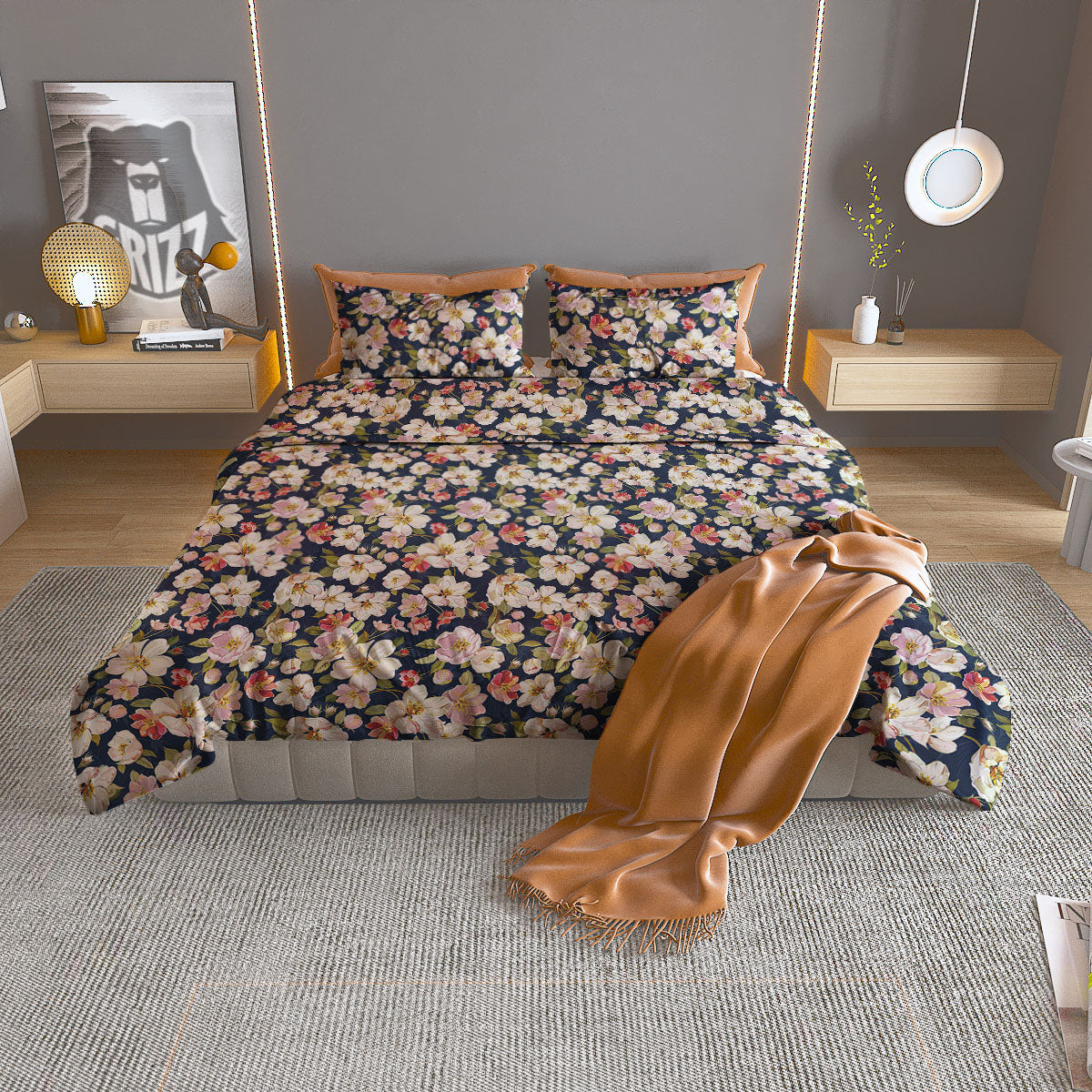 Tropical Leaves Blossom Print Pattern Duvet Cover Bedding Set-grizzshop