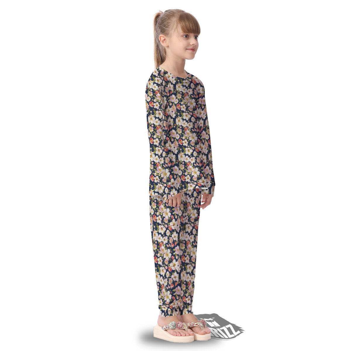 Tropical Leaves Blossom Print Pattern Kid's Pajamas-grizzshop