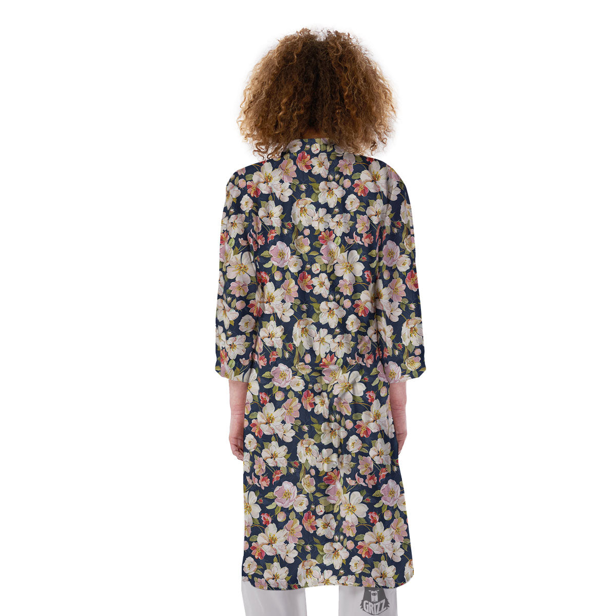 Tropical Leaves Blossom Print Pattern Kimono-grizzshop