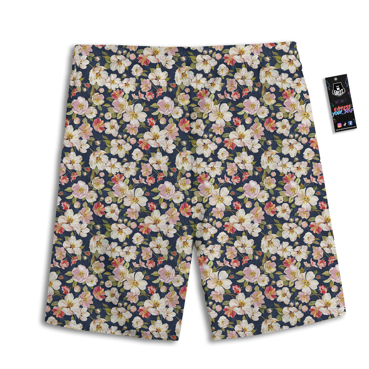Tropical Leaves Blossom Print Pattern Men's Athletic Shorts-grizzshop