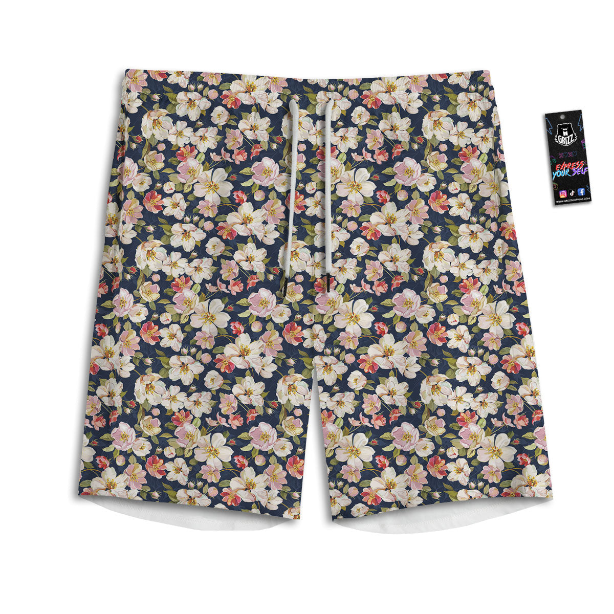 Tropical Leaves Blossom Print Pattern Men's Athletic Shorts-grizzshop