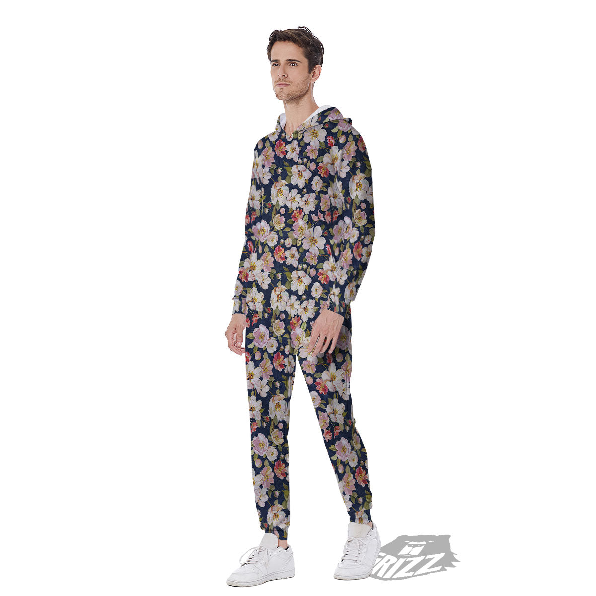 Tropical Leaves Blossom Print Pattern Men's Jumpsuit-grizzshop