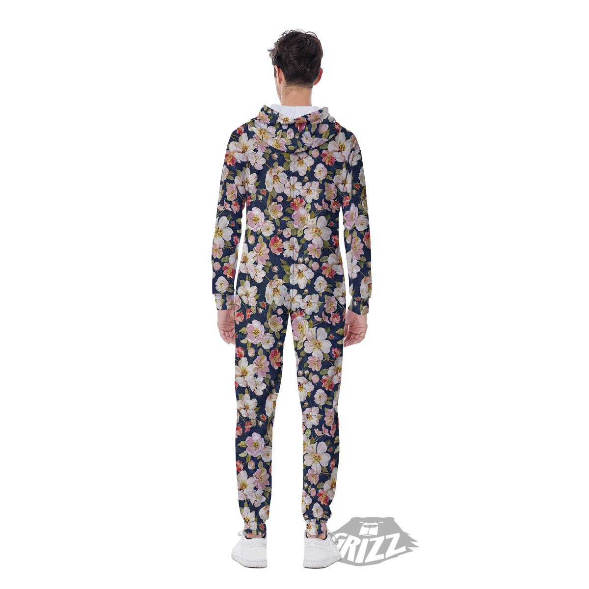Tropical Leaves Blossom Print Pattern Men's Jumpsuit-grizzshop