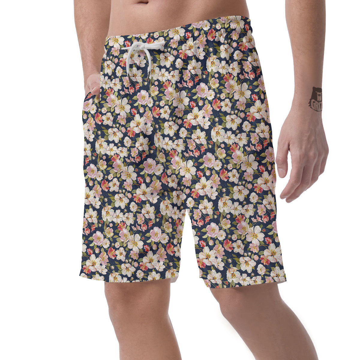 Tropical Leaves Blossom Print Pattern Men's Shorts-grizzshop