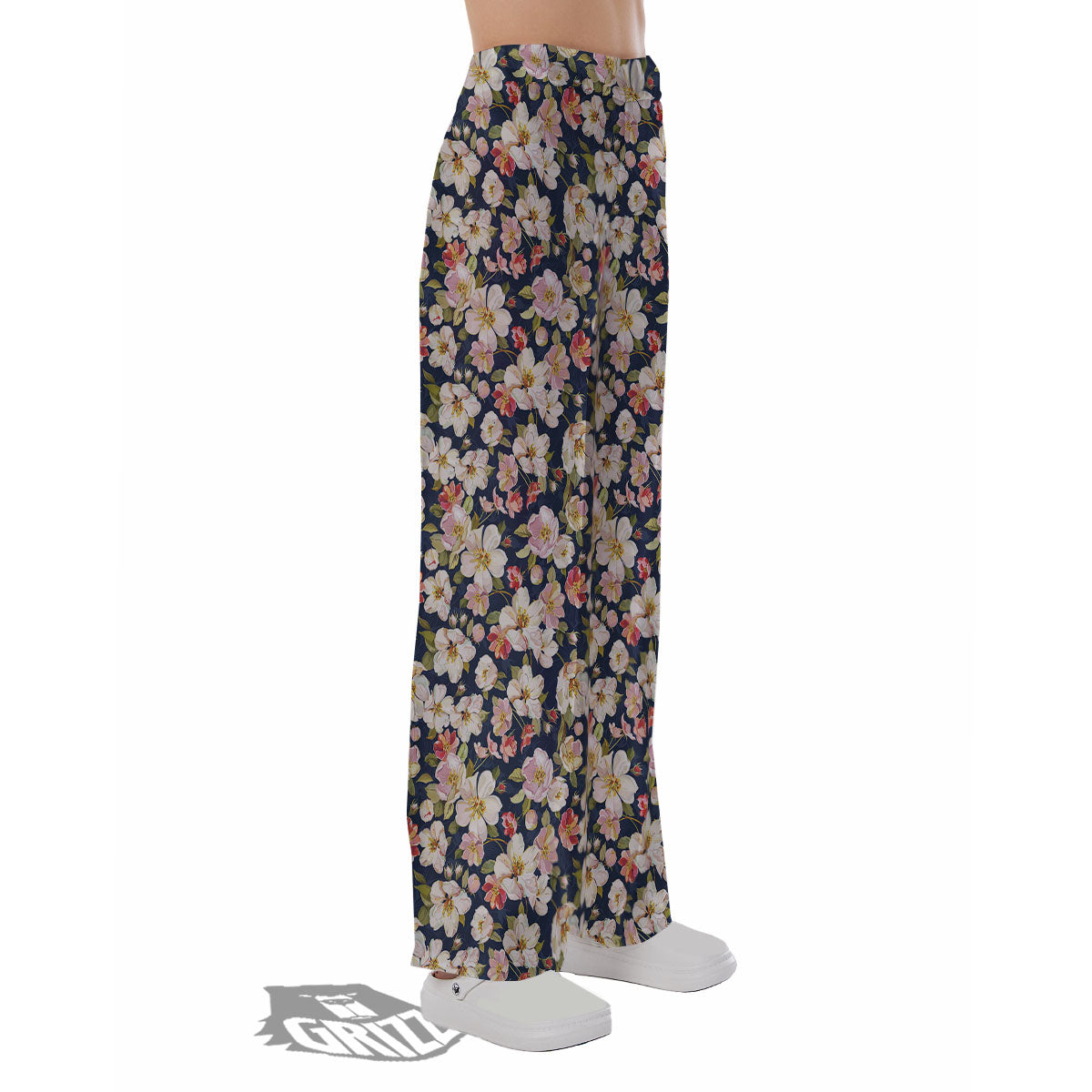 Tropical Leaves Blossom Print Pattern Pajama Pants-grizzshop