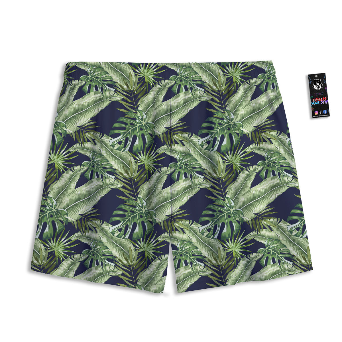 Tropical Leaves Blue Print Mesh Shorts-grizzshop