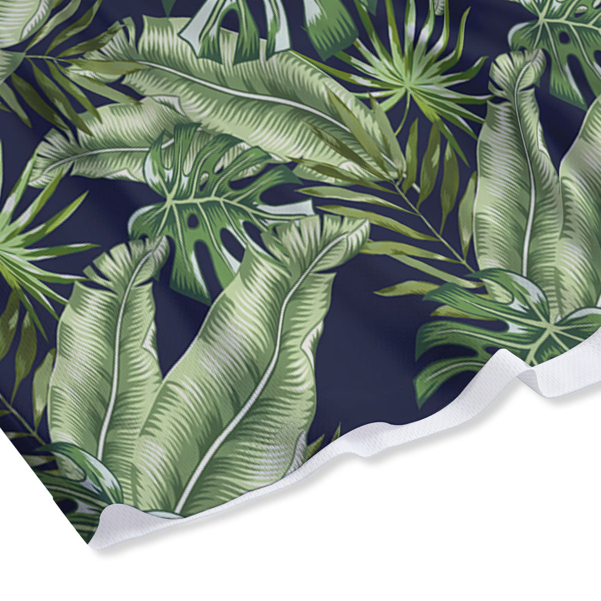 Tropical Leaves Blue Print Mesh Shorts-grizzshop