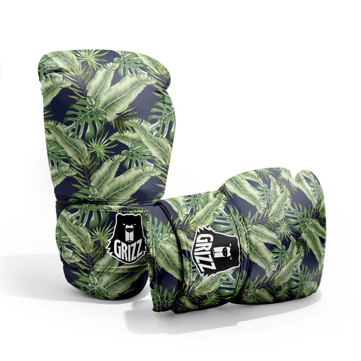 Tropical Leaves Blue Print Sparring Gloves-grizzshop