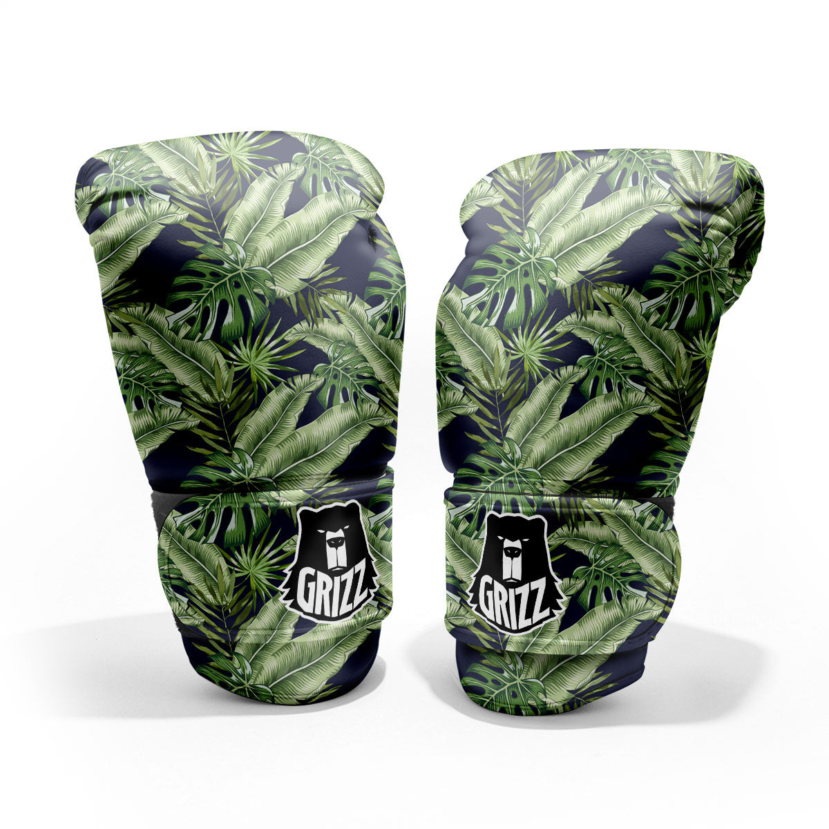 Tropical Leaves Blue Print Sparring Gloves-grizzshop