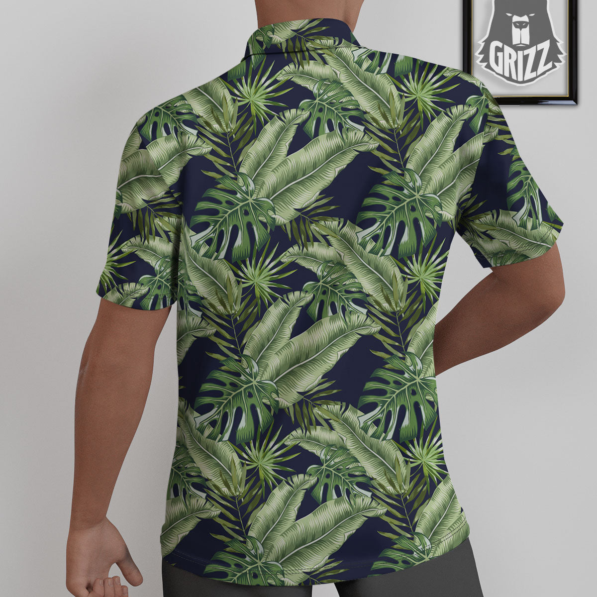Tropical Leaves Blue Print Untucked Shirts-grizzshop