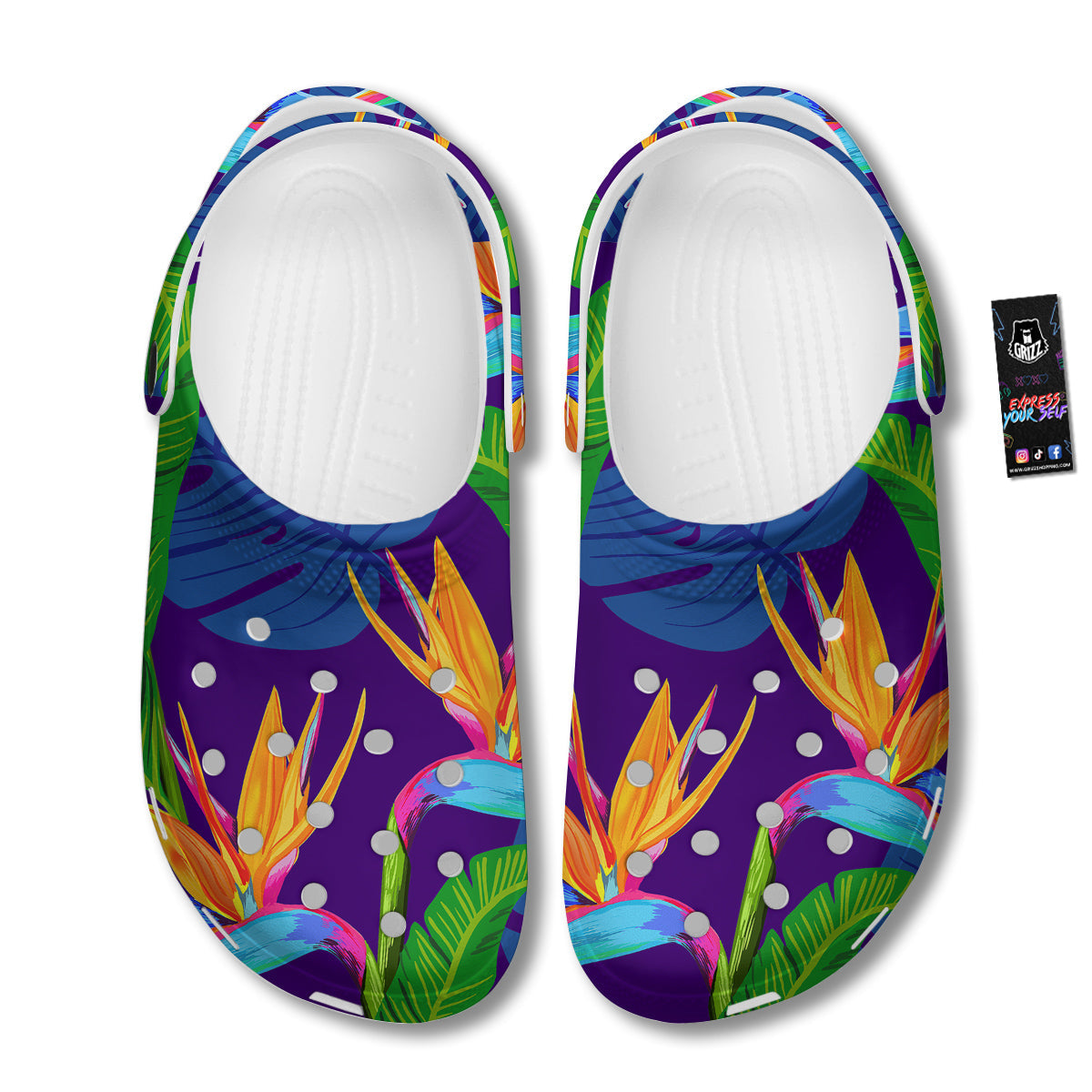 Tropical Leaves Colorful Print Pattern Colorful Clog-grizzshop