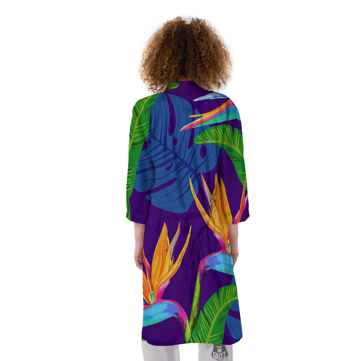 Tropical Leaves Colorful Print Pattern Colorful Kimono-grizzshop