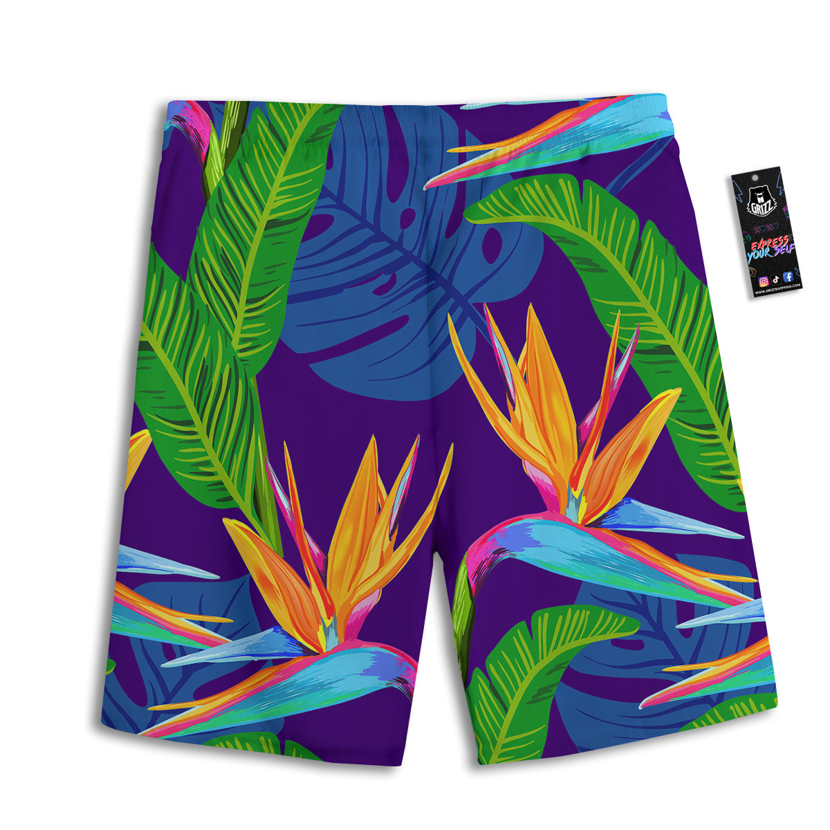 Tropical Leaves Colorful Print Pattern Colorful Men's Athletic Shorts-grizzshop
