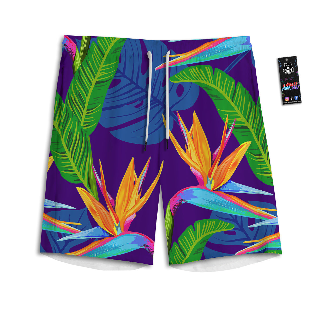 Tropical Leaves Colorful Print Pattern Colorful Men's Athletic Shorts-grizzshop